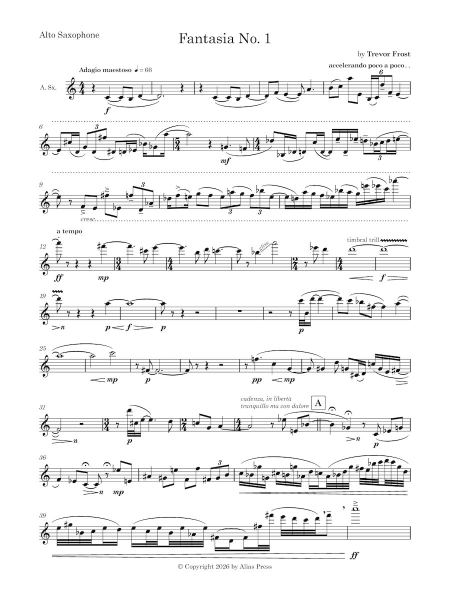 Fantasia No. 1 for Alto Saxophone and Piano
